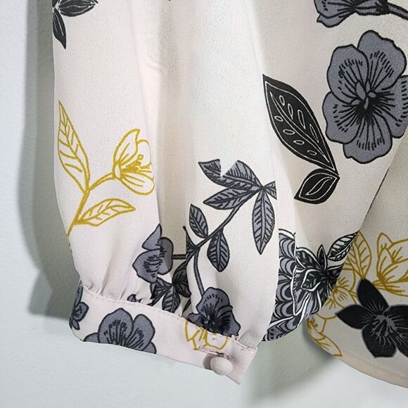 LOFT PLUS Womens Blouse Size 20 Pink Floral Split V Neck Long Sleeve Lightweight - Picture 6 of 11